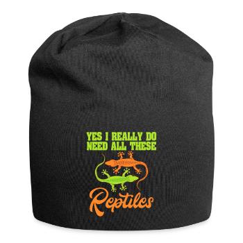 Süße grüne Eidechse Haustier Eidechse Reptil "Ja Ich - Jersey-Beanie - Schwarz - Vorne
