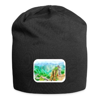 Beijing China Watercolor Sketch Drawn Drawing - Jersey Beanie - black - Front