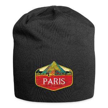 Retro badge, Paris France is my hometown - Jersey Beanie - black - Front