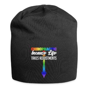 Behandlung von Wirbelsäulenfehlstellungen medizinisch anpassen - Jersey-Beanie - Schwarz - Vorne