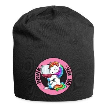 Drink Or Die Einhorn - Saufen Bier Trinken - - Jersey-Beanie - Schwarz - Vorne