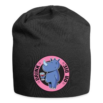 Saufen Bier Trinken - Lustiges Saufen Nashorn - Jersey-Beanie - Schwarz - Vorne