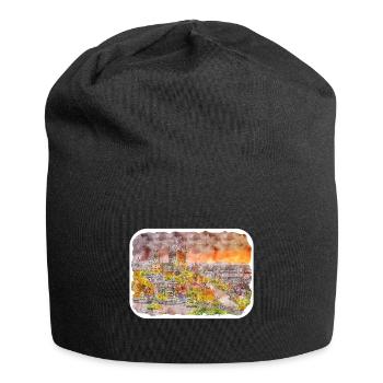 Quebec Canada Watercolor Sketch Drawn Illustration - Jersey Beanie - black - Front