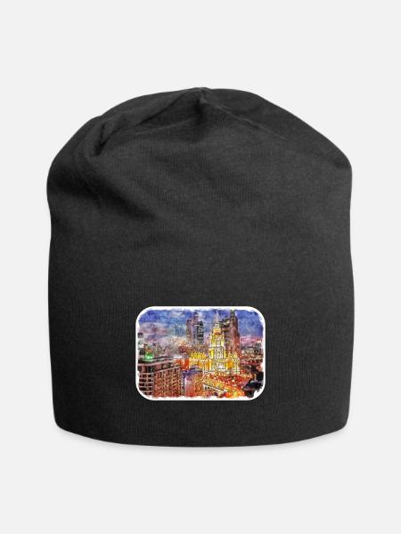 Moscou Russie Aquarelle Sketch Illustration - Bonnet en jersey - noir