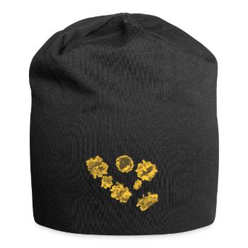 Gelbe Blumen - Jersey-Beanie - Schwarz - Vorne