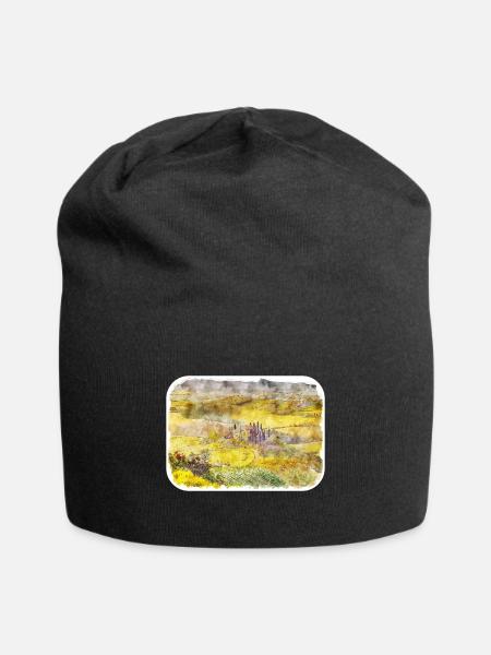 Toscane Italie Aquarelle Esquisse Illustration - Bonnet en jersey - noir