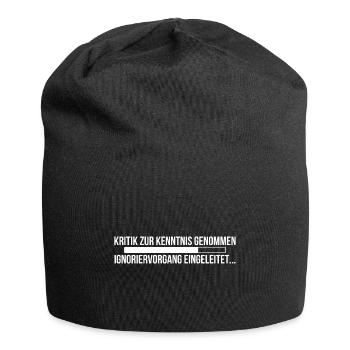 Kritik zur Kenntnis genommen - Jersey-Beanie - Schwarz - Vorne