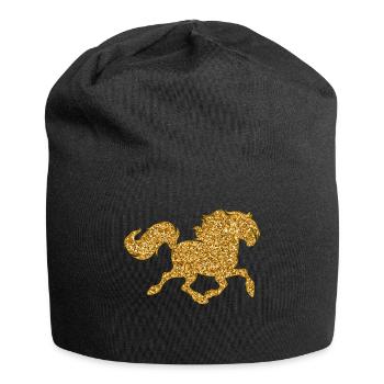 Pferdeliebe Pferde Islandpferde Galopp Fohlen - Jersey-Beanie - Schwarz - Vorne