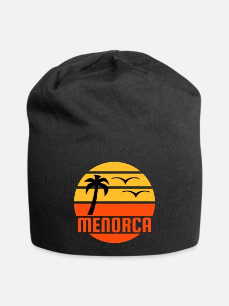 Menorca (Sonne, Palme, Vögel) - Jersey-Beanie - Schwarz