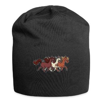 Hengst Galopp Pferde Islandpferde Pferdenarr - Jersey-Beanie - Schwarz - Vorne