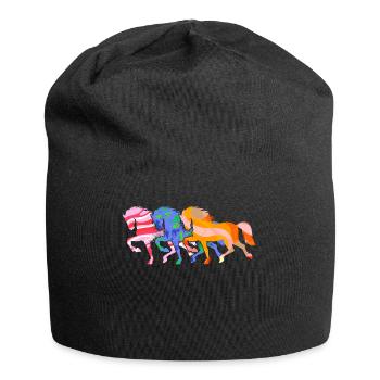 Icelandic Horses Gallop Horses Horse Love Icelanders - Jersey Beanie - black - Front