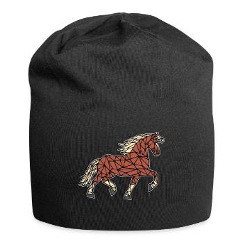Polygon Pferde Islandpferde Hengst Pferdenarr - Jersey-Beanie - Schwarz - Vorne
