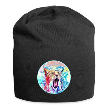 Lynx cat in freedom a wild cat - Jersey Beanie - black - Front