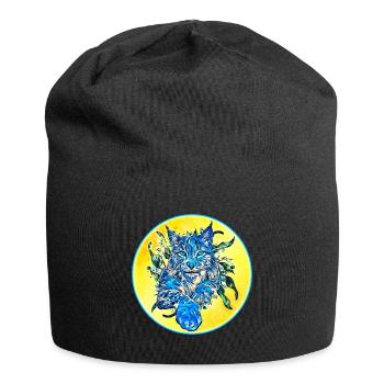 Lynx cat in freedom a wild cat - Jersey Beanie - black - Front