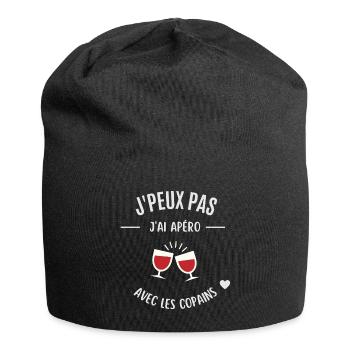 Je peux pas j'ai apéro avec les copains - Bonnet en jersey - noir - Devant