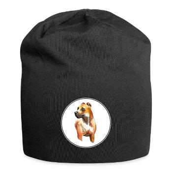 Alano Espanol Hund Aquarell Skizze Illustration - Jersey-Beanie - Schwarz - Vorne
