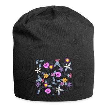 Poppy Blossom Fleur de fleur sauvage Art floral - Bonnet en jersey - noir - Devant