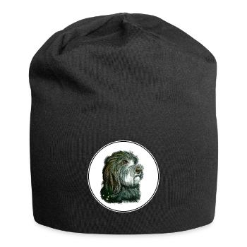 Katalanischer Schäferhund Aquarell Illustration - Jersey-Beanie - Schwarz - Vorne