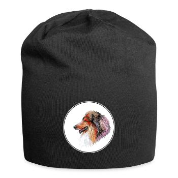 Scotch Collie Dog Watercolor Sketch Illustration - Jersey Beanie - black - Front