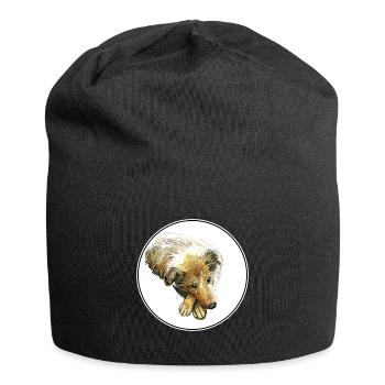 Scotch Collie Dog Watercolor Sketch Illustration - Jersey Beanie - black - Front