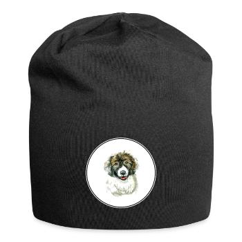 Carpathian Shepherd Puppy Dog Watercolor Illustrat - Jersey Beanie - black - Front