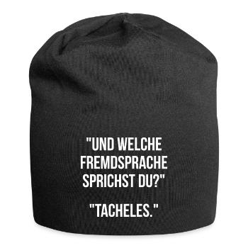 Und welche Fremdsprache sprichst du Tacheles - Jersey-Beanie - Schwarz - Vorne