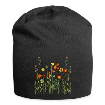 Wildblumenstrauß Halloween Blumenkunst - Jersey-Beanie - Schwarz - Vorne