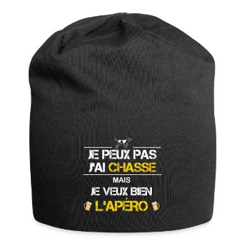Je peux pas j ai chasse humour texte - Bonnet en jersey - noir - Devant