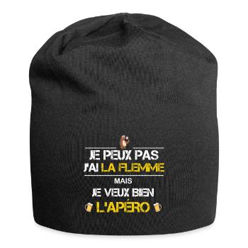 Je peux pas j ai la flemme - Bonnet en jersey - noir - Devant