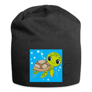 Tortue, animal mignon, océan - Bonnet en jersey - noir - Devant