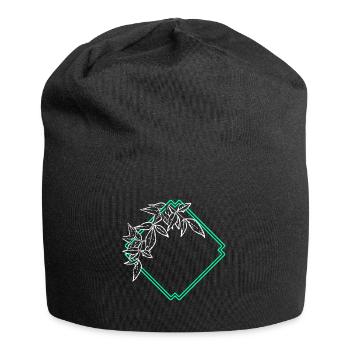 Natur Rahmen Quadrat Blatt Verzierung - Jersey-Beanie - Schwarz - Vorne