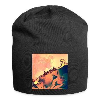 wunderbares Blumendesign - Jersey-Beanie - Schwarz - Vorne
