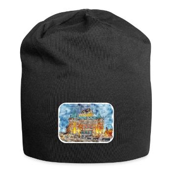 Quebec Canada Watercolor Sketch Drawn Illustration - Jersey Beanie - black - Front