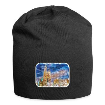 Krakau Polen Aquarell Skizze Illustration - Jersey-Beanie - Schwarz - Vorne