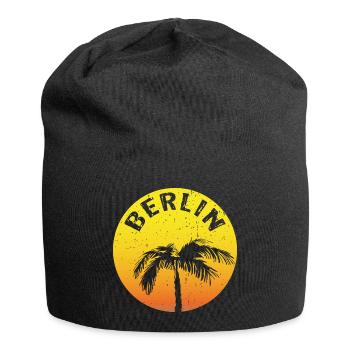 Berlin claim round with palm tree - Jersey Beanie - black - Front
