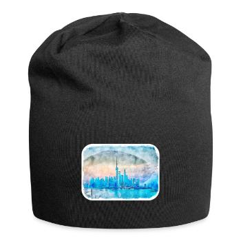 Shanghai China Aquarell Skizze Illustration - Jersey-Beanie - Schwarz - Vorne
