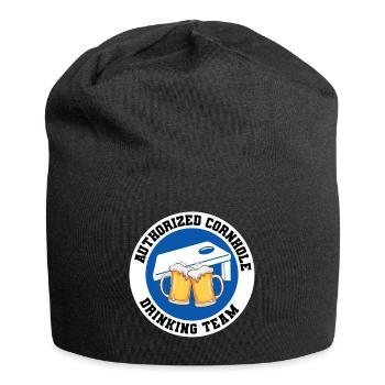 Cornhole Drinking Bean Bag Toss Jeu de pelouse en plein air - Bonnet en jersey - noir - Devant