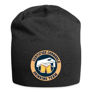 Cornhole Drinking Bean Bag Toss Jeu de pelouse en plein air - Bonnet en jersey - noir - Devant