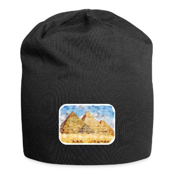 Kairo Ägypten Aquarell Skizze Gezeichnete Illustration - Jersey-Beanie - Schwarz - Vorne