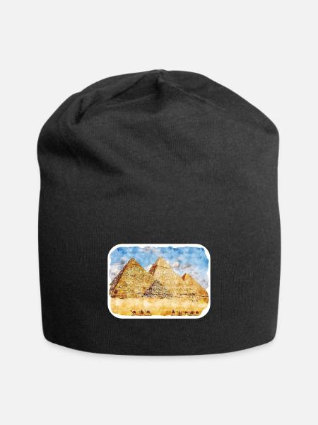 Kairo Ägypten Aquarell Skizze Gezeichnete Illustration - Jersey-Beanie - Schwarz