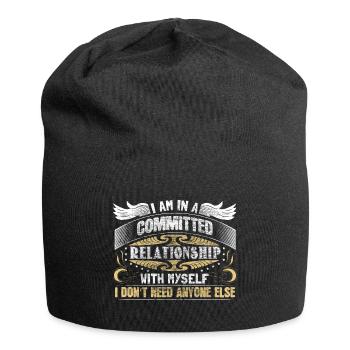 Single Zu Haben Beziehung - Jersey-Beanie - Schwarz - Vorne
