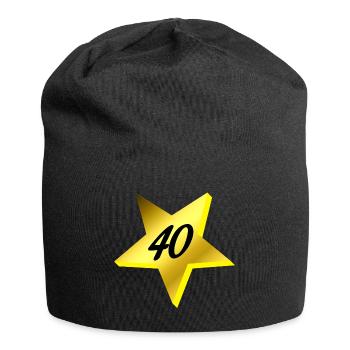 was schenken, 40 sternmotiv - Jersey-Beanie - Schwarz - Vorne