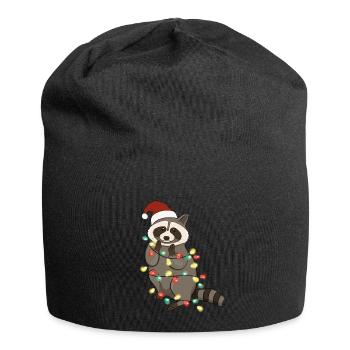 Lumières de Noël Raton laveur Noël - Bonnet en jersey - noir - Devant