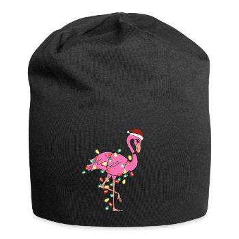 Christmas Lights Flamingo Weihnachten - Jersey-Beanie - Schwarz - Vorne
