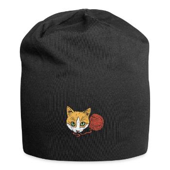 Katze Garn Häkeln - Jersey-Beanie - Schwarz - Vorne