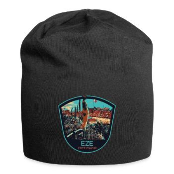 Illustration originale village d'Èze, Côte d'Azur - Bonnet en jersey - noir - Devant