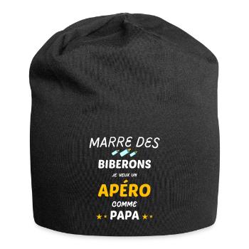 Marre des biberons je veux un apéro - Bonnet en jersey - noir - Devant
