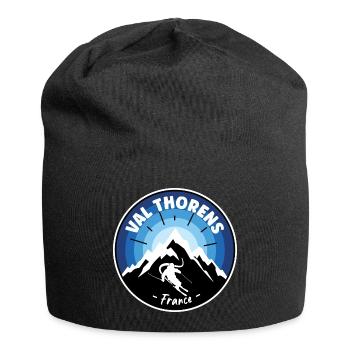 Skiing In Val Thorens France Blue - Jersey Beanie - black - Front