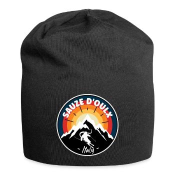 Skifahren in Sauze d'Oulx Italien Vintage - Jersey-Beanie - Schwarz - Vorne