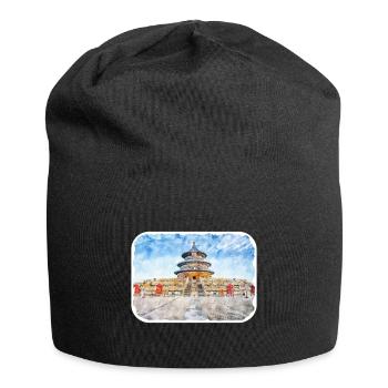 Peking China Aquarell Skizze Illustration - Jersey-Beanie - Schwarz - Vorne